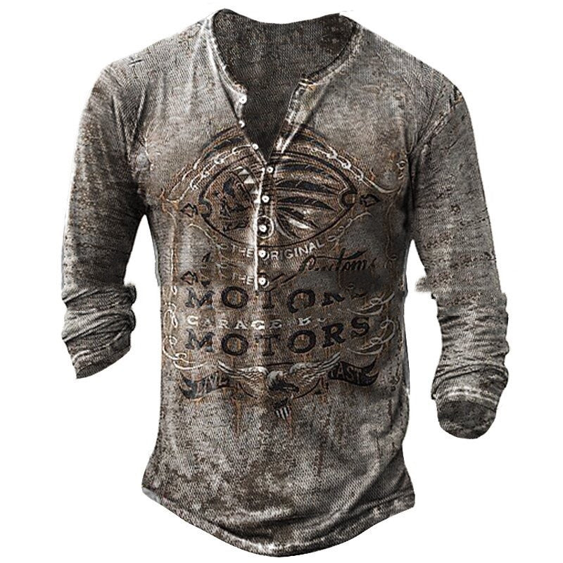 European And American New Fashion Casual Printing Long-sleeved T-shirt Men